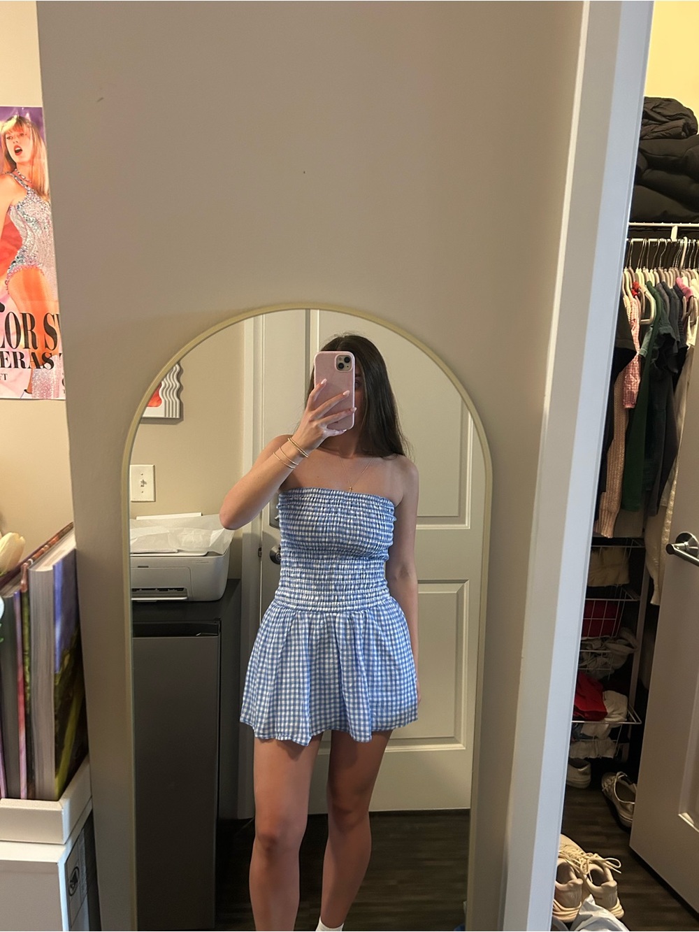 hollister light blue gingham romper